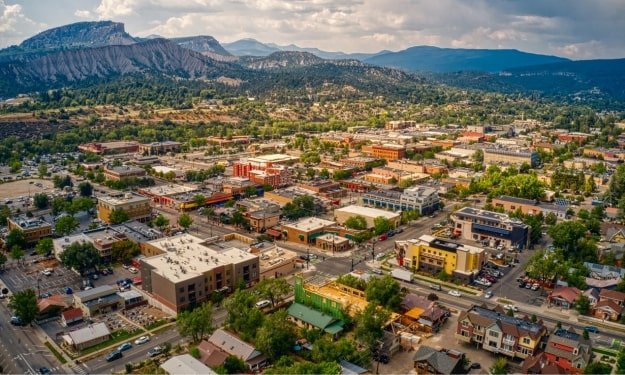 scenic aerial view of Durango, Colorado