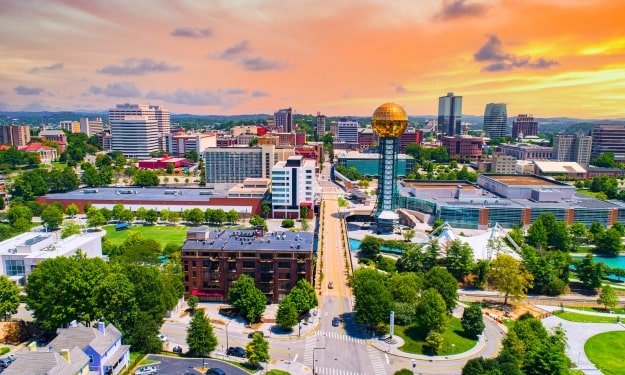 aerial view of downtown Knoxville, Tennessee