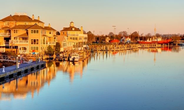 street view of the waterfront in Lewes, Delaware