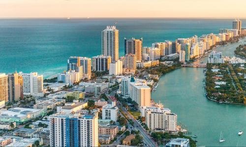 aerial view of miami florida skyline