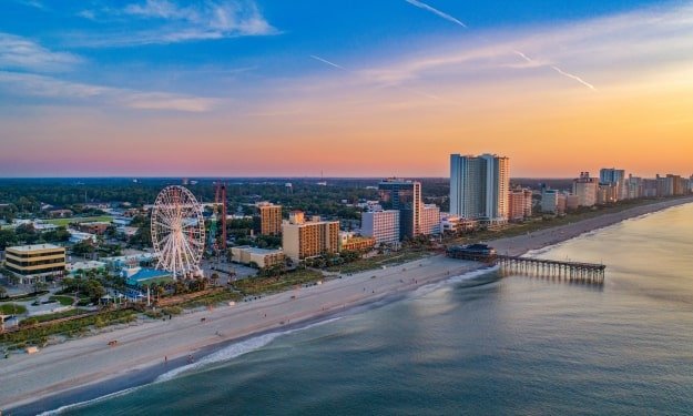 aerial view of the oceanfront in Myrtle Beach, South Carolina