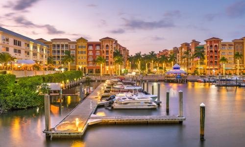 naples florida waterfront skyline at sunset