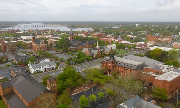 aerial view of downtown New Bern, North Carolina