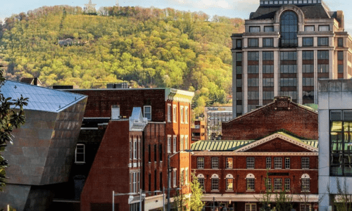 street view of downtown Roanoke, Virginia