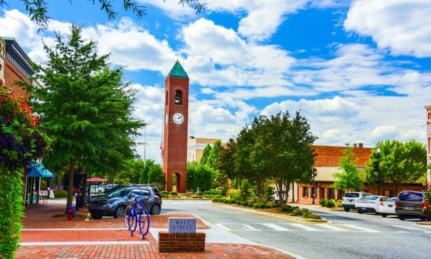 street view of downtown Spartanburg, South Carolina