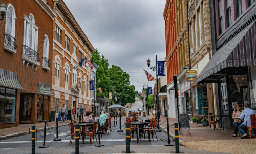 street view of downtown Staunton, Virginia