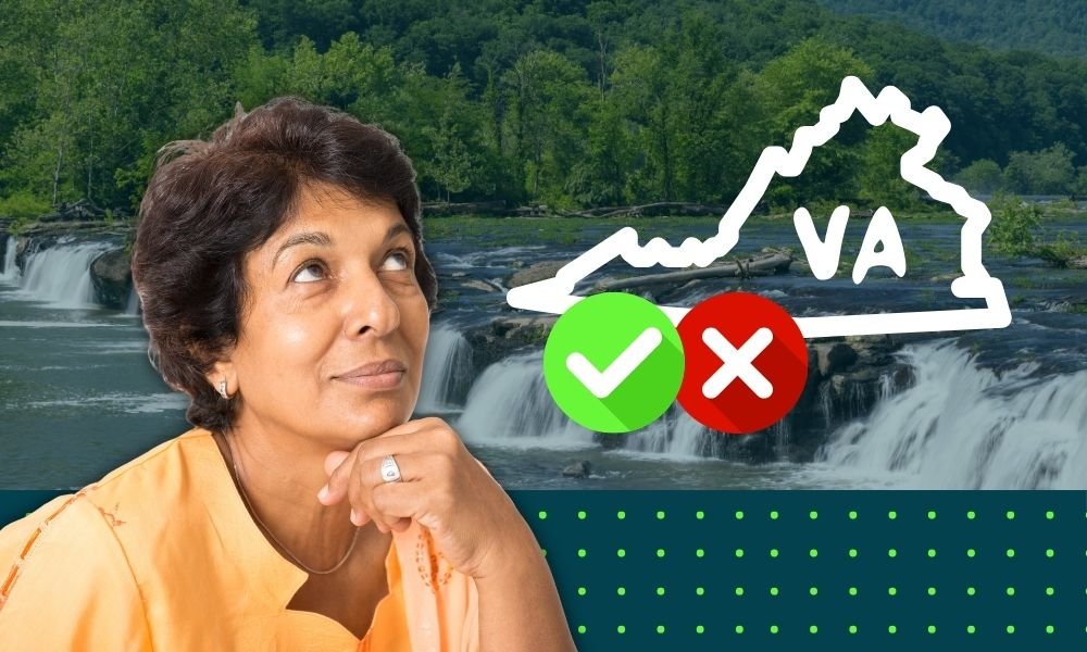 retired woman considering pros and cons of retiring in virginia