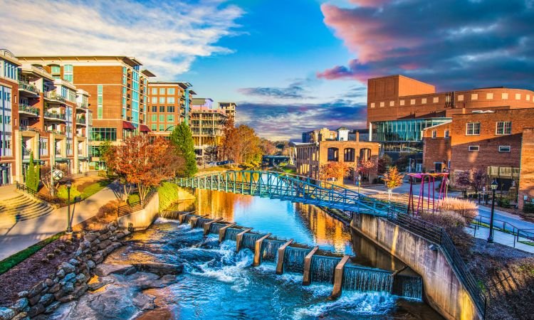 aerial view of downtown greenville south carolina