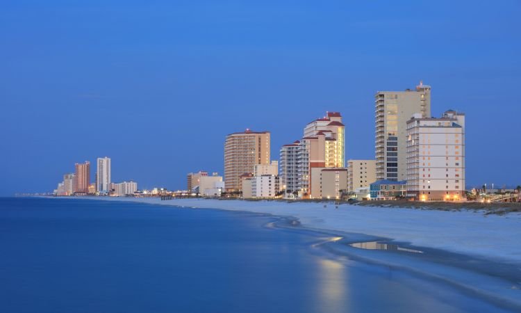 skyline of the oceanfront in Gulf Shores Alabama