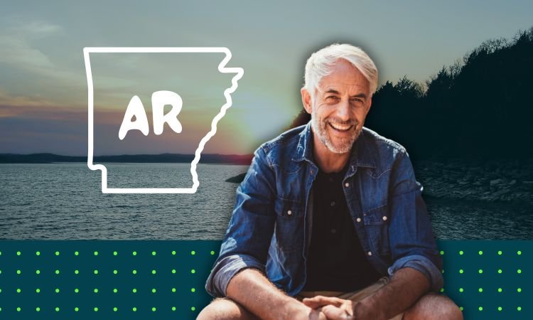 happy man looking for a lake home in arkansas for retirement